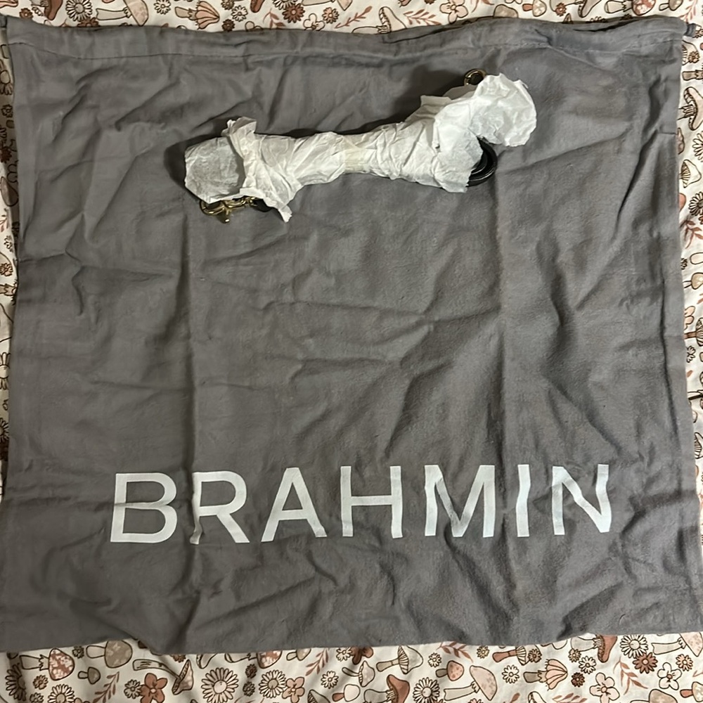 Brahmin Black and Cream Floral Shoulder Bag - Picture 8 of 8